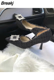 Design Rhinestones Women Pumps Spring Fashion Pointed Toe Female Shallow High Heel Elegant Women's Work Dress