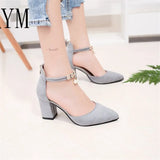 Summer Women Shoes Grey Pointed Toe Pumps Sting Bead Dress Shoes High Heels Boat Shoes Wedding Shoes tenis feminino Side with