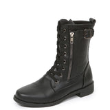 Breakj And Winter New Large Size 43 Flat Bottom Martin Boots Women's High-Tipper Zip Women Belt Buckle