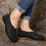 Breakj Casual Flat-Bottomed Hollow Hole Shoes Women Retro Round Head Pedal Lefu Shoes Lazy Single