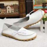 Leather Autumn Woman Loafers Female Slip On Ballet Bowtie Women's Shoe New Moccasins Women Flats Shoes Chaussures