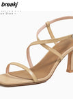 Size 34-39 Sandals Women 2023 Real Leather Ankle Strap Rome High Heels Summer Shoes For Women Elegant Party