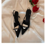 Breakj Bag Head Sandals 2025 New Female Pointed Head Hollow High Heels Fine Heeled With Single Shoes After The