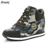 Spring High Top Wedge Platform Sneakers Women Casual Shoes Hidden Heels Ladies Sneakers Camouflage Basket
