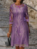 2022 New Fashion O Neck Solid Loose Pullover Dress Spring Summer Half Sleeve Casual Dress Sexy Lace Party Dress Women