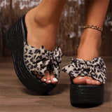 Breakj Slope And Slippers Women 2025 Summer New Fashion Bow Pine Cake Thick Bottom Fish Mouth Cold Slippers