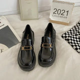 heels loafers women mary janes Women's shoes British style punk platform shoes slip-on loafers small leather shoes
