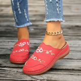Breakj Embroidered Buns Slippers Women's Large-Size Round Head Baotou Slope And Wear Half-Dragging Women's