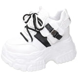 2024 Spring Women Chunky Sneakers Lace Up Increase Height Shoes Woman Harajuku Style Pocket Platform Trainers