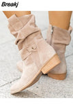Women Ankle Boots Winter 2023 New Fashion Low Heels Round Plus Size 43 Casual Shoes Faux Suede Female Low Boots Chelsea