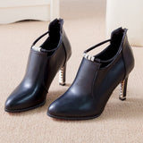 Breakj New Martin Boots Women Autumn Sharp Boots Women High Heel Shoes Autumn Leather Boots Women Fashion