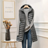 2020 Winter New Women Ultra Light White Duck Down Jacket Zipper Medium Long Vest Casual Outerwear 4XL Plus Size Down
