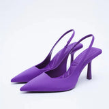 New Summer Pointed Toe Sexy Thin Heels Sandals Woman Slingback One Pedal High-heeled Shoes Women Sandals Daily