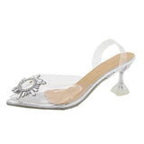 / Summer 2023 New Pvc Head, Pointed Cover, Feet, Sunflower High Heels, Transparent Crystal Shoes, Wine Glass And