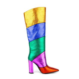 Heels Women's High Boots Novelty Fashion Pointed Toe High Heels Luxury Female Shoes Mixed Colors Slip-on Botas De