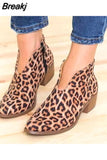 Slip on Deep V High Heel Boot Women Boots Fashion Shoes Leopard Print Sexy Pointed Toe Ankle Boots Lady Party