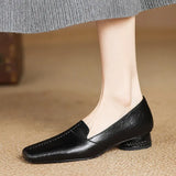 Breakj Commuting Side Shallow Mouth Thick Heel Single Shoes Women 2025 Spring And Autumn New One-Legged Professional Work Small Leather