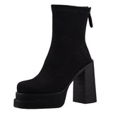 Breakj Velvet Short Boots Women 2025 Autumn And Winter New Thick Background Thick And Side Zipper Plus Velvet Fashion Boots Thin