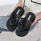 Size 35-39 Wedges Sandals Women Flip Flops Medium Heels Summer Shoes For Women 2023 Fashion Slippers Platform