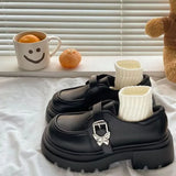 Breakj Spring Style Mary Jane Shoes Women's Shoes Pure Color Love Button Fashion Cute And Versatile Small Leather Shoes Super Height
