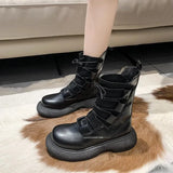 Breakj And Cool Korean Version Of Martin Boots Winter Plus Velvet 2025 New Knitted Elastic Socks Boots Showing Thin Skin Short