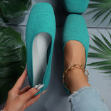 Breakj Size Fly Woven Single Shoes Female Spring Autumn New Square Head Low Heel Lazy Casual Mother