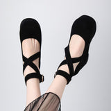 Woman's Wedges Heel Lolita Roman Shoes Kid Suede Real Leather Simple Elegant Mary Jane Pumps Cosplay Party Gothic Darkness