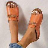 Breakj Asia Large-Size Metal Decorative Slope And Thick Bottom Slippers Female Fish Mouth Sand Cool
