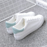 White Shoes 2023 Spring And Autumn New Korean Version Of Women's Board Shoes Students Flat Casual Single Shoes Round Head Tie Women's Shoes