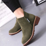 Women's Boots Fashion Solid Side Zip Low Heel Ankle Boots Outdoor Comfortable Non-Slip Casual Chelsea Boots Bota