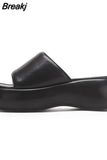 Fashion Brand Women's Slippers 2023 Wedge High Heeled Sandals European Style Simply Casual Comfy Walking Slippers