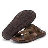 Leather Sandals Men Outdoor Beach Sandals Comfortable Fashion Mens Breathable Rubber Flip Flops Shoes 2020 Large