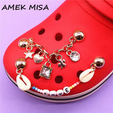 Metal Chain Shoe Charms Accessories Luxury Shiny Rhinestone LOVE Shoe Buckle Decorations fit Kids X-mas Party Gifts