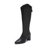 Size 34-43 New Women Boots Zipper Thick High Heels Simple Thick High Heels Autumn Winter Boots Knee High
