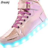 Men Led Luminous Shoes Women High-Top Charging Glowing Sneakers Children USB Rechargeable Shuffle Dance Shoes Size