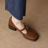 Small Leather Shoes Women's Design Sense Small Heel Thick Heel Women's Shoes 2024 Autumn French Retro Brown Light Mouth Single