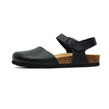 New Summer Women Gladiator Cork Sandals Fashion Casual Buckle Strap Closed Toe PU Leather Sandal Shoe Flat