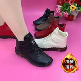 Breakj Velcro Short-Tice Cotton Shoes Female Hand-Slit Suture Thick Sole Plus Velvet Hair High-Top Single Shoes