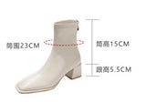 Winter Genuine Leather Women boots Square High Heels Zapatos De Mujer White Shoes Ankle Boots Black Woman Zipper
