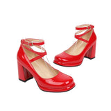 Women Gothic Mary Janes Platform Dress Cosplay Party Ankle Strappy Buckle Cross Strap Block Chunky Cuban High