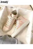 soled flat shoes for women's new white casual high top school shoes silk Casual shoes sneakers women white shoes