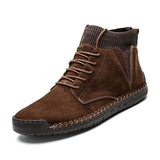 o'clock 2020 Quality Winter Men's Leather Boots Outdoor Comfortable Elastic Sock Male Shoes Casual High-Top Lace-up