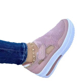 Breakj Spring And Summer New Large-Size Leisure Single Shoes Women Thick Sole Flying Weaving Breathable Magic Stick Casual Mesh