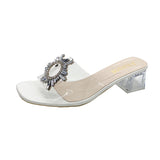 Breakj And Cool Drag 2025 Summer New Large-Size Cool Slippers Women's Water Drill Transparent Korean Version Of Fashion Slope And Cold