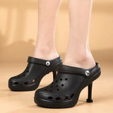 Summer Women Sandals Hole Hole Slippers Sexy Heel Slippers Sandal Shoes Woman Thin High Heels Sandal Lady Pump Heels