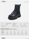 Botas Women Motorcycle Ankle Boots Wedges Female Lace Up Platforms Spring Black Leather Oxford Shoes Woman 2021 Botas