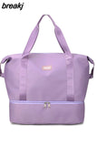 Travel Dufflel Bag Solid Color Dry Wet Separated Portable Waterproof Outdoor Gym Fitness Tote Bag for