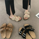 Breakj Retro Slippers Women Wear 2023 New Frosted Leather Shoes In The Summer, Cool Drag Flat