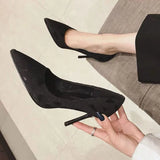 Breakj Version Of Sexy Sister Thin Heel Shoes 2025 Spring And Autumn New Pointed Black Professional Women's Shoes Large High-Heeled
