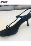 Size 34-43 Women Sandals Real Leather High Heels Summer Shoes For Women Rome Buckle Strap Sandalias Elegant